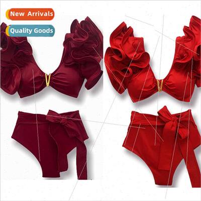 Bikini i2023 Swimsu Womens Spl Europe Sexy Crimped Solid Col