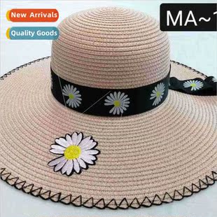 Spring summer raffia straw hat chrysanthemum large brim fash