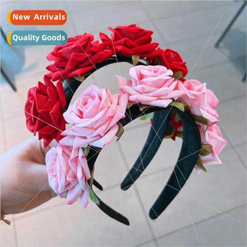Holiday tour super fairy simulation rose flower hair band fe