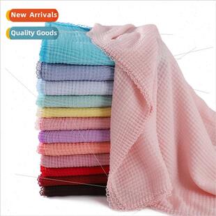 small plaid scarf lace cand cotton edge wrinkled New pressed