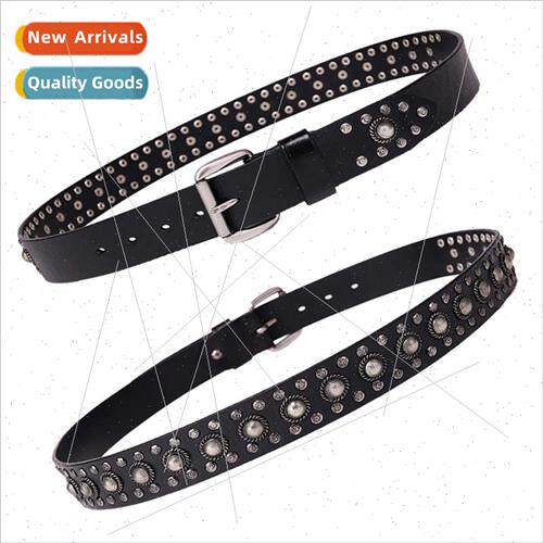 new large mushroom nails unisex men women riveted belt retro