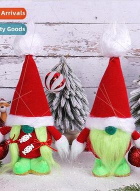 Grinch Faceless Standing Pose Doll Green Hairy Monster Rumpe