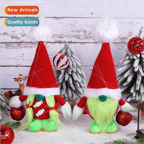 Grinch Faceless Standing Pose Doll Green Hairy Monster Rumpe