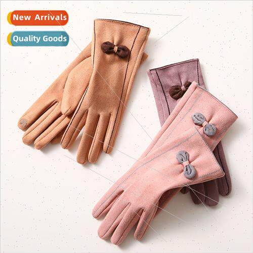 Warm gloves female winter N707 winter suede outdoor Korean s