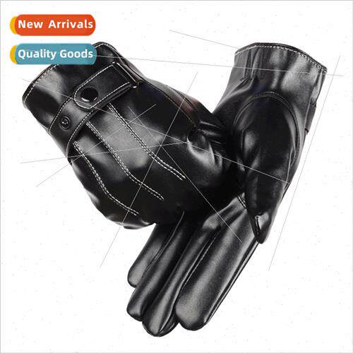 Autumn winter men warm padded thickened PU leather cotton gl