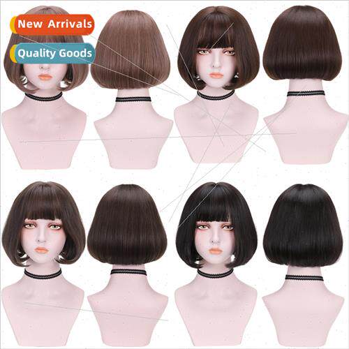 Korea new wig female bobble head air bangs wig realistic nat