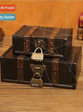 Vintage lockable wooden storage box organizer desktop sundri