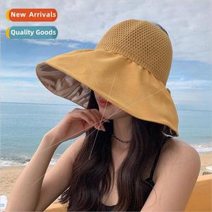 2023 Korean  hat female summer color rubber sunscreen hollow