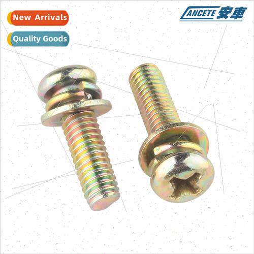 Zinc plating cross round head three combination screws pan h