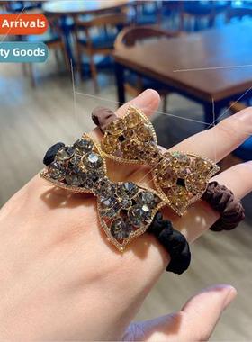 Korea Czech diamond bow hair rope retro rhinestone hair circ