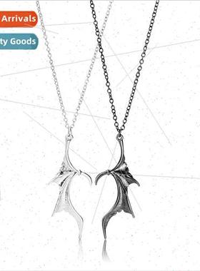 Demon Patchwork Necklace Bat Wings Love Couple Necklace Pair