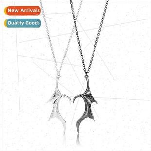 Bat Necklace Wings Love Pair Demon Couple Patchwork