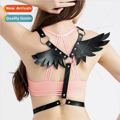 Women angel wings chest strap cosplay sexy leather punk erot