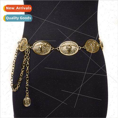 Summer new ladies belt atmosphere oval buckle cow head metal
