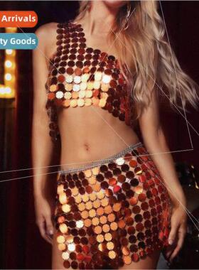 3952 Europe Sexy Acrylic Sequins Round Piece Handmade Splici