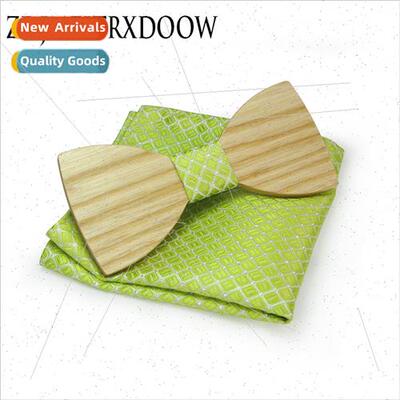 New Adult Men Business Casual Party Wooden Bow Tie Set Squar