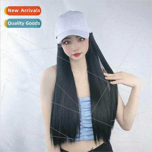 Wig female long hair fashion hat one whole head cover duck t
