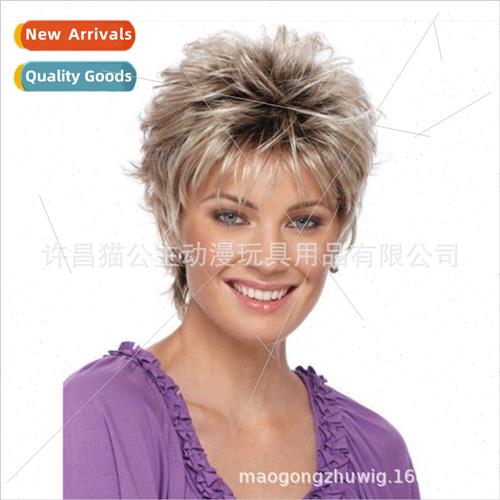 Europe fashion whe women reverse fluffy short hair chemical