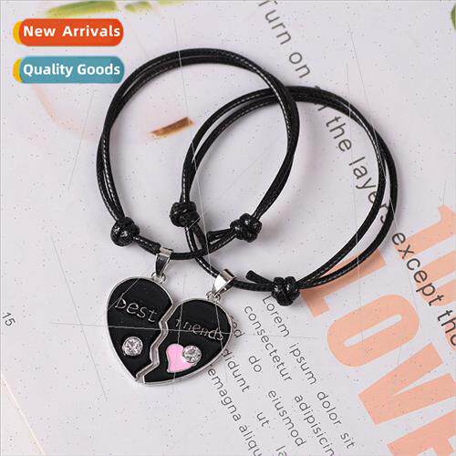 BFF Bracelet Black Love Heart Splicing Rhinestone Best Frien