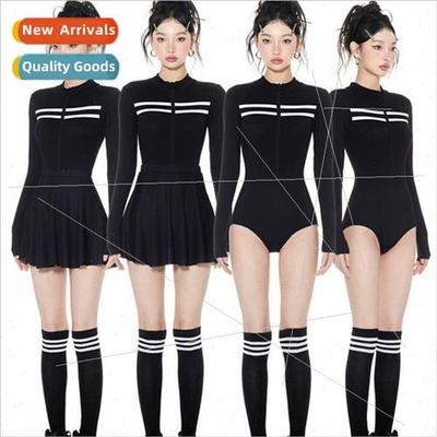 2024 new one-piece swimsu female conservative thin belly ski