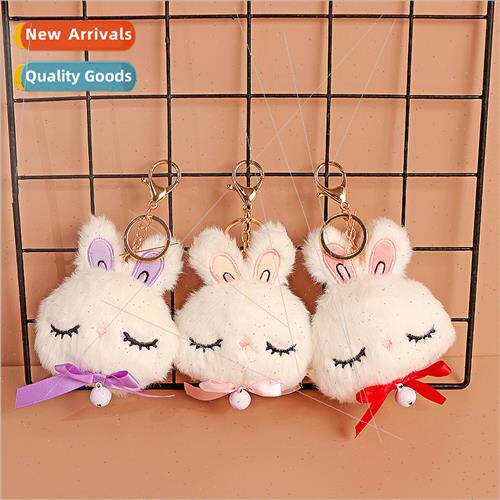 Cartoon closed eyes rabb plush coin purse pendant cute girl