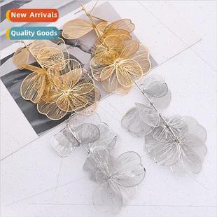 leaves flower sense winter metal new fashion Fall earrings