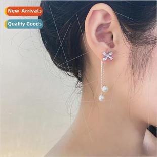 bead earrings tassel silver earri long bow niche s925 female