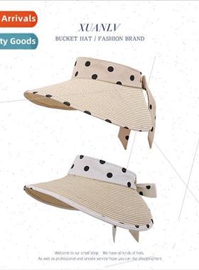 Empty top hat female summer black polka dot bow fluttering b