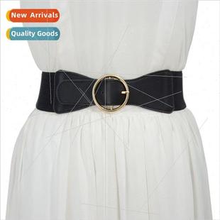 Belt mple metal Spring buckle Women round decorative Autumn