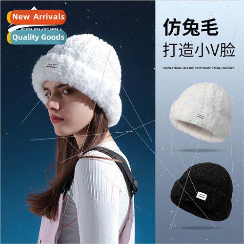 New plush ski hat female winter big head circumference show