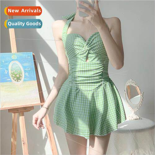 Swimsu women one-piece skirt type small fresh conservative s