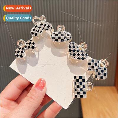 Korean black whe wind checkerboard grid trumpet grasp clip l