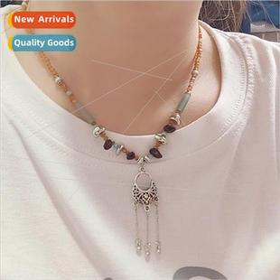 tassel flower basket Ethnic necklace retro pendant fema wind