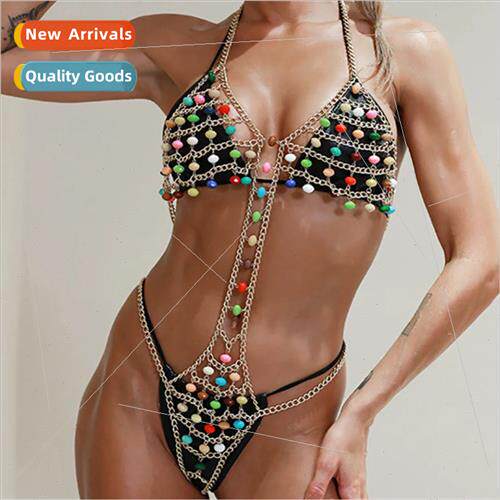 LH3634 Europevest sexy colorful crystal stone metal chain co