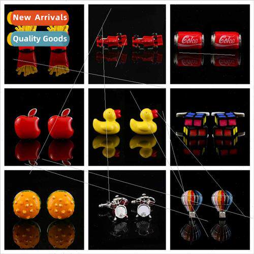 High-grade tanium steel hollowed out colorful cufflinks pers