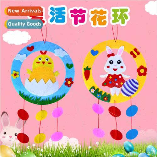 Easter children creative woven wreath hanging decorations ki