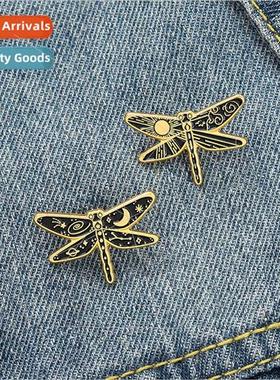 Cartoon creative mini dragonfly brooch jewelry sun moon shap