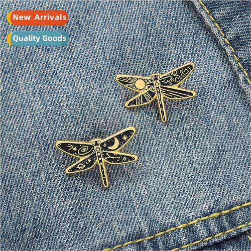 Cartoon creative mini dragonfly brooch jewelry sun moon shap
