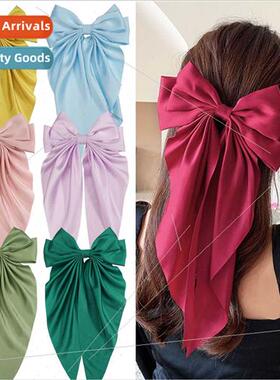 Red black oversized bow hair clips satin super fairy hairpin