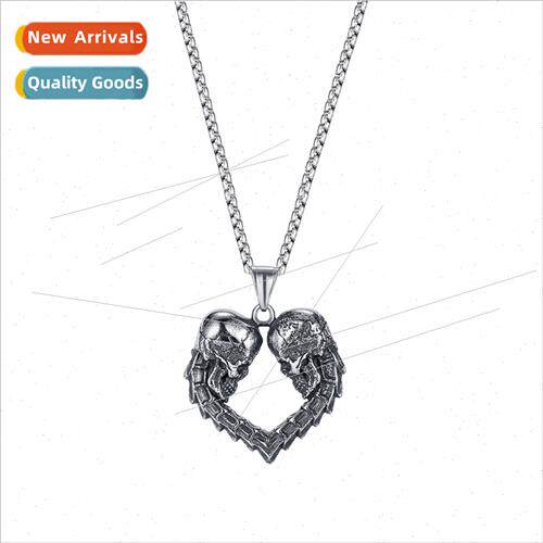 Vintage pendant set niche hip hop classic love skull tanium