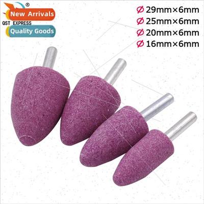 Red corundum grinding head 6mm shank diameter conical grindi