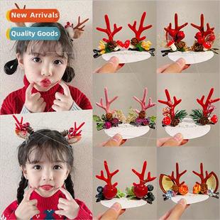 Christmas Day headdress Santa Claus hair clips antlers pair
