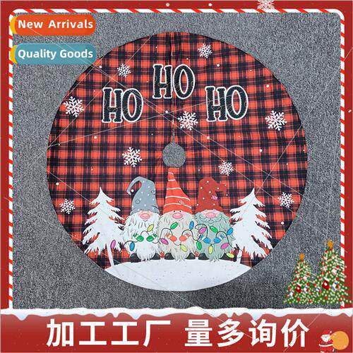 2023 New Christmas Tree Skirt Decoration Burlap Printed Plai