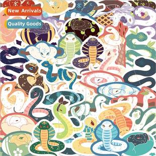 40 cartoon color block snake doodle stickers guar notebook l