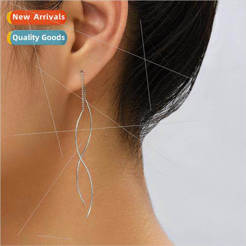 Fashion Trend Earrings New Hundred Wave Twisted Spiral Long