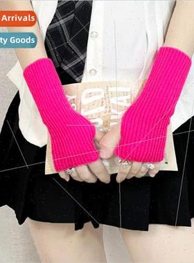 Short flat knting wool sleeve solid colour fluorescent simpl