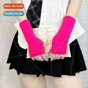 wool sleeve solid Short fluorescent knting colour simpl flat