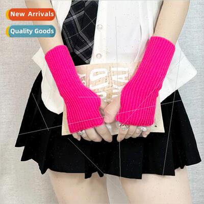 Short flat knting wool sleeve solid colour fluorescent simpl