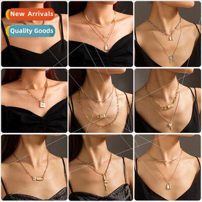 ins tide set shooting necklace ethnic multi-layer letters pe