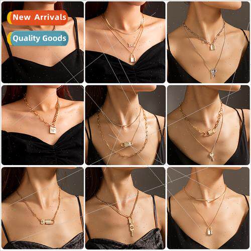 ins tide set shooting necklace ethnic multi-layer letters pe